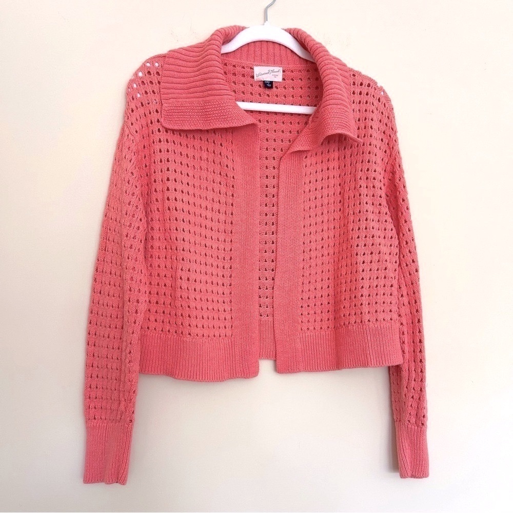Universal Thread Women’s Crochet Knitted Cotton Open-Knit Pointelle Cardigan